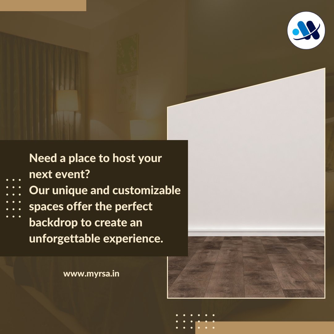 MyrsaTech's tweet photo. NEED A PLACE TO HOST YOUR NEXT #EVENT?
Our unique and #customizablespaces offer the perfect backdrop to create an unforgettable experience.
To know more visit our website ๐ https://t.co/KcwExXolEB
Or call us at +91 9152049912 โ
#unusedspace #vacantspaces #tuesdayvibe https://t.co/pPeqTG9Lmh