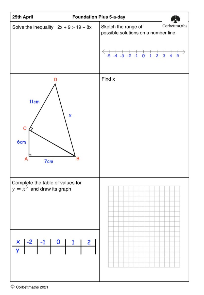 Corbettmaths's tweet photo. Studying for Higher GCSE Maths? Try today's Foundation Plus, Higher &amp; challenging Higher Plus #maths5aday answers: https://t.co/0TUWL69rQe https://t.co/4GzTeq000w
