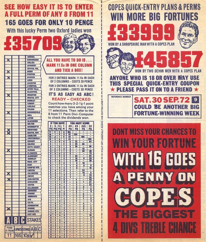 footballmemorys's tweet photo. Copes Pools Coupon
#Pools #TrebleChance #ScoreDraws #Copes #Perm https://t.co/4owFWHEL5F