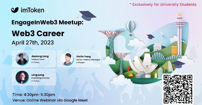 imTokenOfficial's tweet photo. Do you know? Web3 salaries are 3x what silicon valley pays!
Our webinar #EngageInWeb3 is exclusively for university students where you can learn from OGs about Web3 careers in
💻Product building
🚀Marketing
🌐Business development
📅April 27
⌚️4:30 pm - 5:30 pm
Register Now⤵️