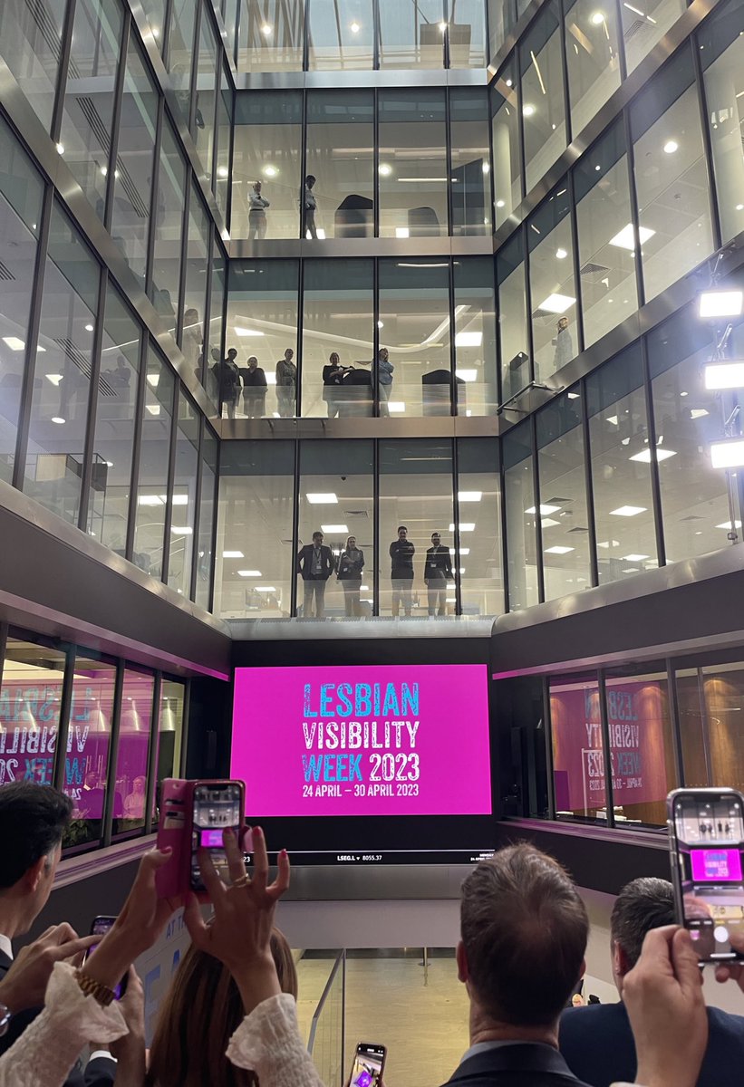 The launch of @LesbianVisWeek The Market Close Ceremony at the London Stock Exchange @LSEGplc with @LindaRiley8. What an incredible evening #LVW23