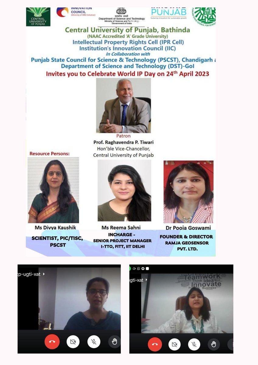 PSCST_GoP's tweet image. Commencing the Celebrations of #WorldIPDay2023 on the theme ‘Women &amp;amp; IP’,@Pscst_gop organized the first event in collaboration with @cup_bathinda . Speakers empowered students by building their capacity on all aspects pertaining to IP protection #TISC @PunjabGovtIndia @meet_hayer