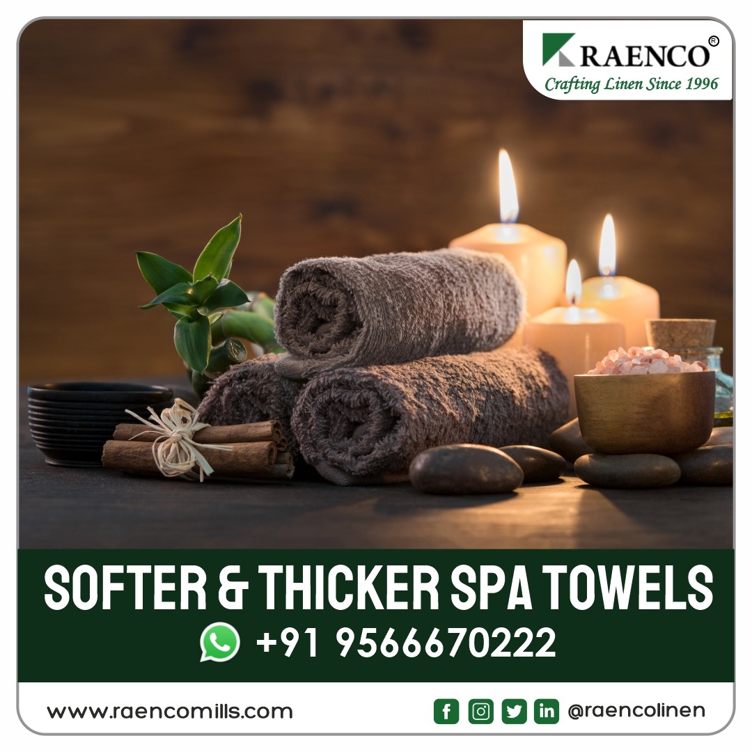 Softer and Thicker Spa towels.

#spa #spatowel #spatowels #towel #towels #bathtowel #bathtowels #protector #facetowel #handtowels #whitetowels #raencoindia #bathmat #bathrobe #whitelinen #bathlinen #bedlinen #Raenco #raencolinen