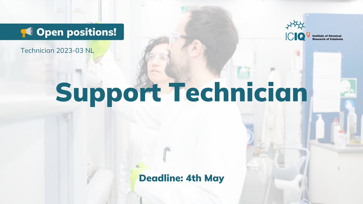 #ICIQJobs 

🎓Have you finished your MSc recently?

@TheorHetCatICIQ Prof. Núria López  is seeking a technician to perform simulations for the conversion of CO2 to useful materials on complex catalytic interfaces  

Info 🔗 careers.iciq.org/jobs/2751621-s…… 

#compchem #AI4m #ML4M