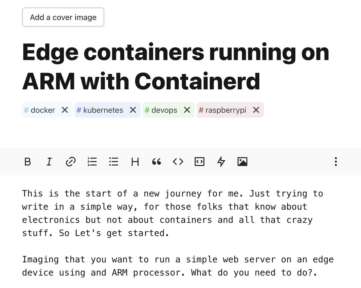 sergioarmgpl's tweet image. Maybe to many work for me if I try to record videos in Youtube, but what if I started to write about edge computing using CNCF projects on Dev.to and Medium :), let&apos;s try out.  #containerd #kubernetes