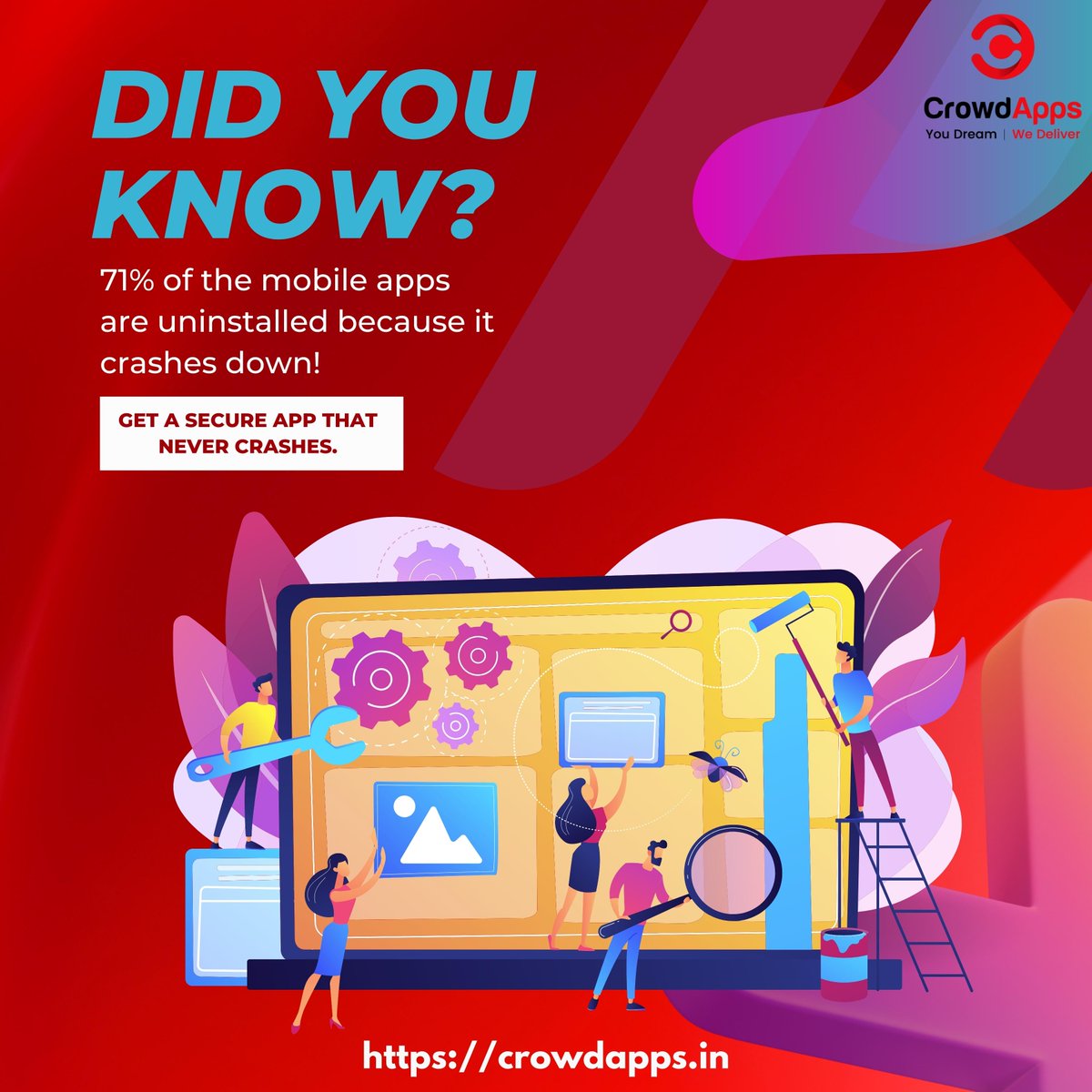 apps_crowd's tweet image. Say goodbye👋 to app crashes! Get a secure and reliable app with us

To know more, visit: crowdapps.in

#crowdapps #healthcare #technology #healthsystem #healthcaresoftware #informationtechnology #crowdappstechnology #healthcareapp #healthcarewebsite