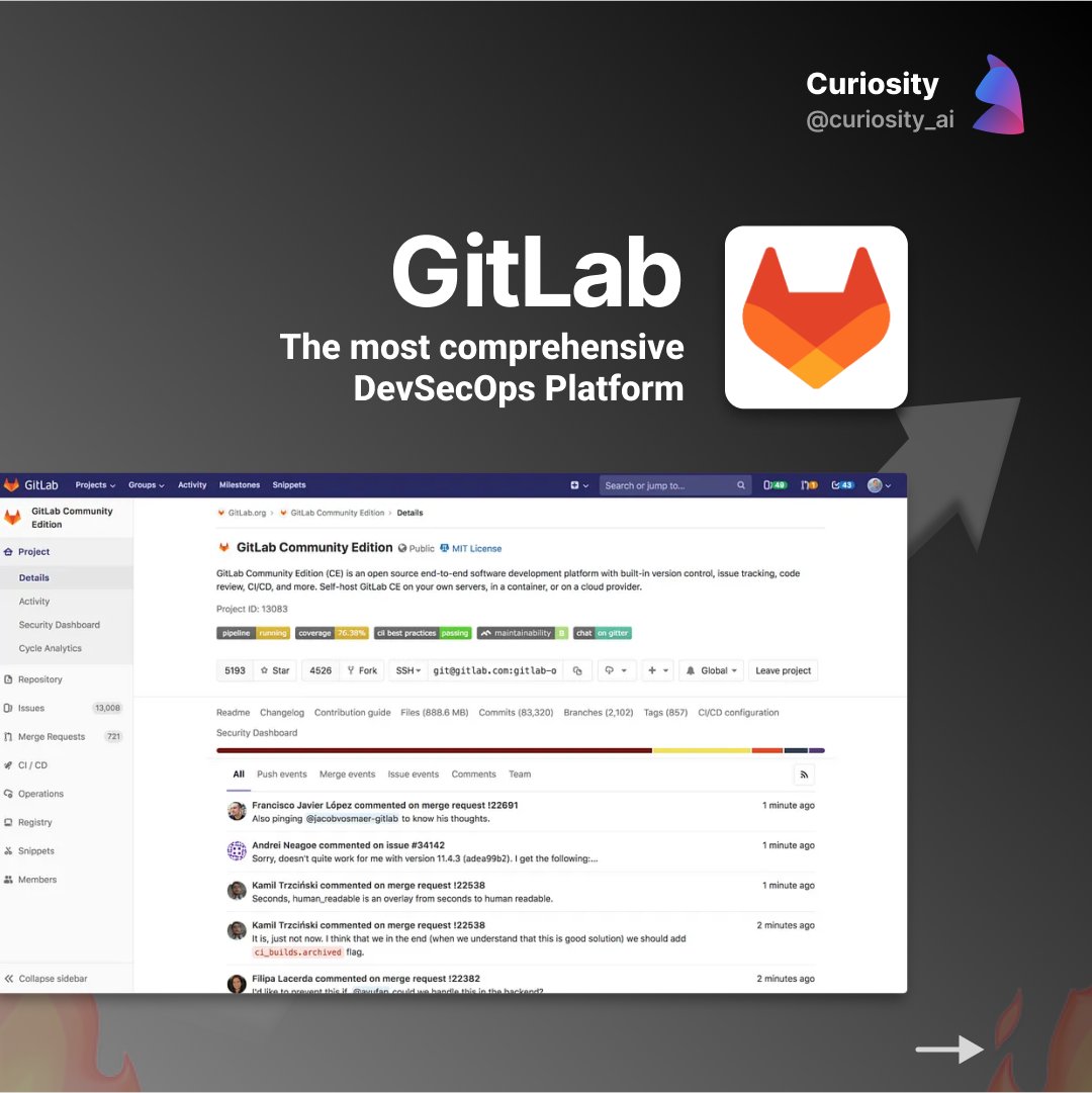curiosity_ai's tweet photo. 7. @gitlab ๐ฆ
The most comprehensive DevSecOps Platform.
#DevSecOps #GitLab #DevOps #AI #Code #Hackathon #AWS #DeveloperTesting #GitHub #Technology #Programming #Java #BusinessAtWork23 #Okta https://t.co/dYSVfQBHVJ