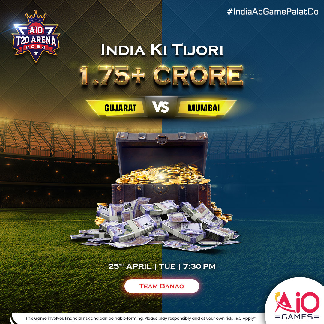 games_aio's tweet photo. Ye Tuesday hoga โwinningsโ day #fantasycricket #IndiaAbGamePalatDo
Join #gujaratvsmumbai #t20league
Play Fantasy cricket ๐ค Win in crores @games_aio
Make your team now โ
- https://t.co/MDRf5aIwy2
#AIOGames #IPL2023 #fantasygames #skillbasedgames
โฆ
*T&C apply https://t.co/cdRzNAXipc