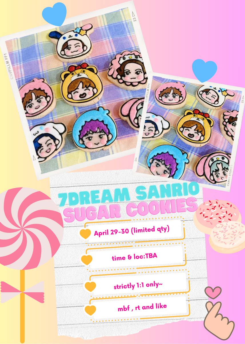 hyemichin's tweet photo. 🍭TDS2 in Manila Fan Project: Sanrio Cookies! 🍭

hi~! i’ll be giving away nct dream sanrio-inspired sugar cookies on both days! ❤️ 

🍪limited qty 1:1 
🍪mbf, rt &amp; like 
🍪loc &amp; time on d-day
🍪 open to all dreamzens! see youuuu!

#THEDREAMSHOW2_in_MANILA #TDS2inMANILA https://t.co/NdUvQLsHWP
