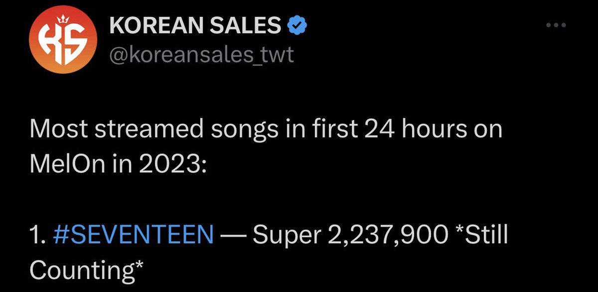 1woo17's tweet photo. Highest 1st day album sales in 2023
#1 SEVENTEEN - FML

Most streamed album in first 24 hours on🍈 in 2023
#1 SEVENTEEN - FML

Most streamed song in first 24 hours on 🍈 in 2023
#1 SEVENTEEN - SUPER

🥳🔥 #SEVENTEEN #세븐틴 
@pledis_17 https://t.co/k9KKoHJ5GO