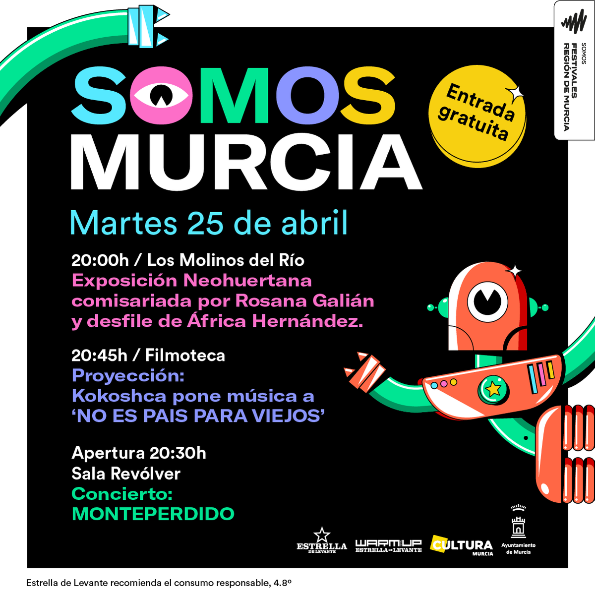 WARMupfestival's tweet photo. MARTES DE... #SOMOSMURCIA 🍋
🗓Agenda de hoy:
👗Exposición Neohuertana comisariada por Rosana Galián + Desfile de África Hernández
🕘 A las 20:00h
📍 En los Molinos del Río https://t.co/1DpyihUeix