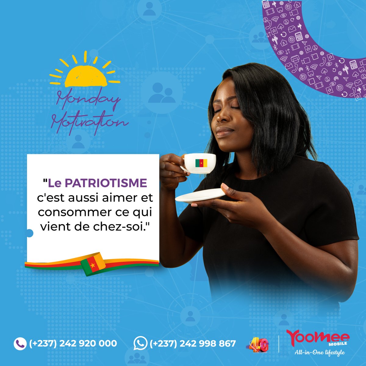 Yoomee_mobile's tweet photo. Yoomee c'est You and Me, c'est le 237. Consommons local et valorisons nos efforts.
Excellente semaine à tous...
...........................
Yoomee is You and Me, it's 237. Let's consume local and value our efforts.
Have a great week...

#Motivation #MadeInCameroon #YoomeeMobile https://t.co/aTNMmhWQsJ