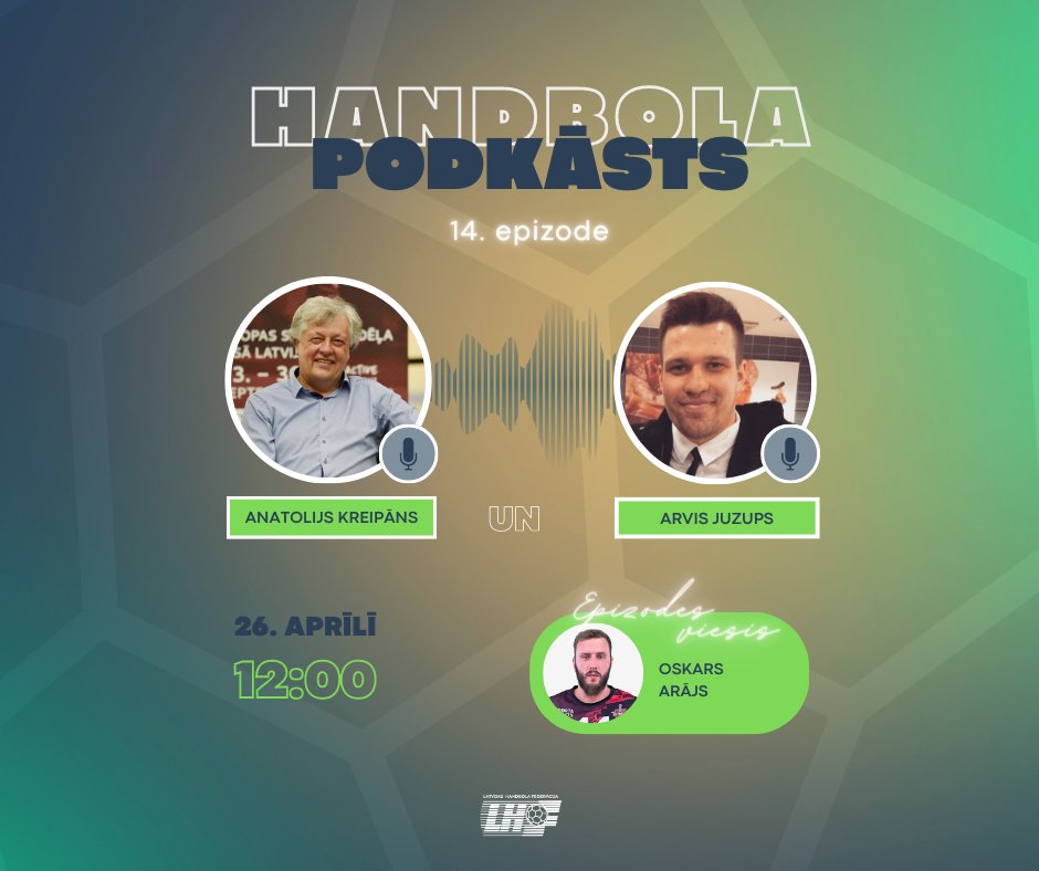 #HandbolaPodkāsts Jau RĪT 📺Best4Sport.TV kanālā laižam gaisā 2. sezonas 14 . epizodi!

Studijā Arvim Juzupam un Anatolijam Kreipānam pievienosies Baltijas Handbola līgas bronzas medaļas ieguvējs, Dobeles Tenax komandas spēlētājs Oskars Arājs  🎙️🤾‍♂️