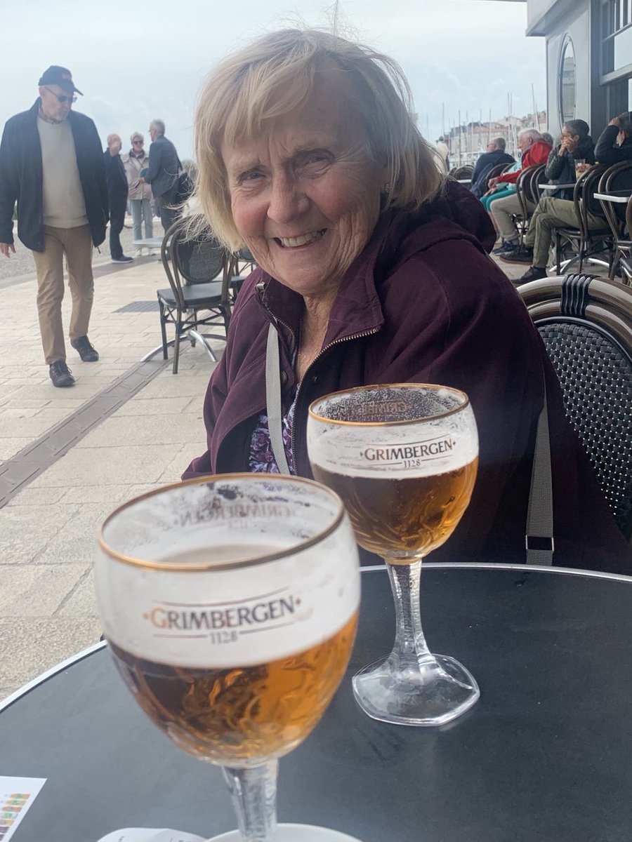 Some interesting‘crumbling render’ on a wall in beautiful La Rochelle and a well earned glass of beer after two hour walking tour around the town.