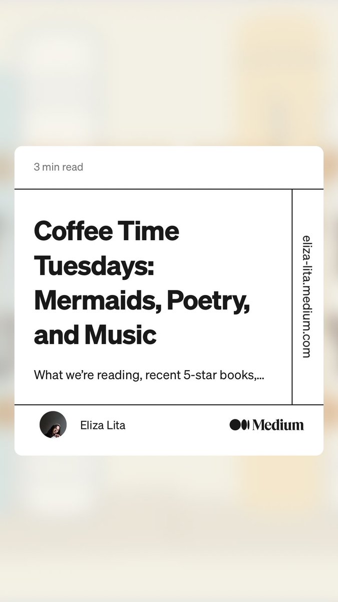 ☕️Coffee Time Tuesdays☕️
Our bookish column is back and editor ⁦<a href="/lita_eliza/">Eliza Lita</a>⁩ fills us in on some excellent books and an intriguing new release. Give it a read👇 #booktwitter #books #reading
link.medium.com/GAKexWquhzb