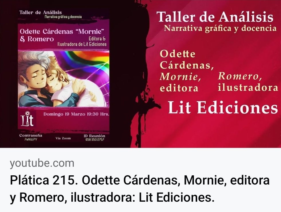 litediciones's tweet photo. Muchas gracias al "Taller de análisis. Narrativa gráfica y docencia." por su invitación para esta plática.
El video ahora está disponible en su canal oficial de YouTube:
https://t.co/H3zAAc4iGd

#LitEdiciones #yaoi #boyslove #BL #comichechoenmexico #BLaLaMexicana https://t.co/9OaVcJTJa8
