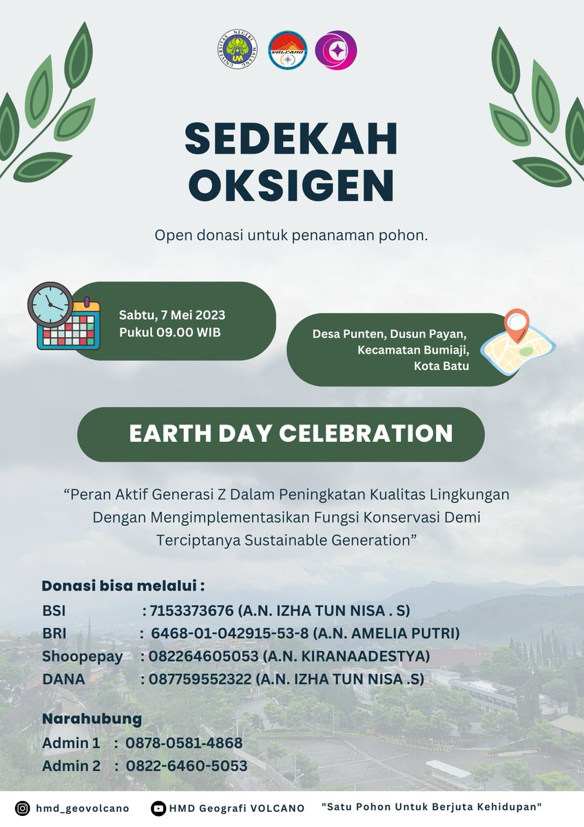 📢HMD Geografi "VOLCANO" Proudly Present📢

*SEDEKAH OKSIGEN*

Donasi terbuka bagi seluruh masyarakat di seluruh Indonesia.