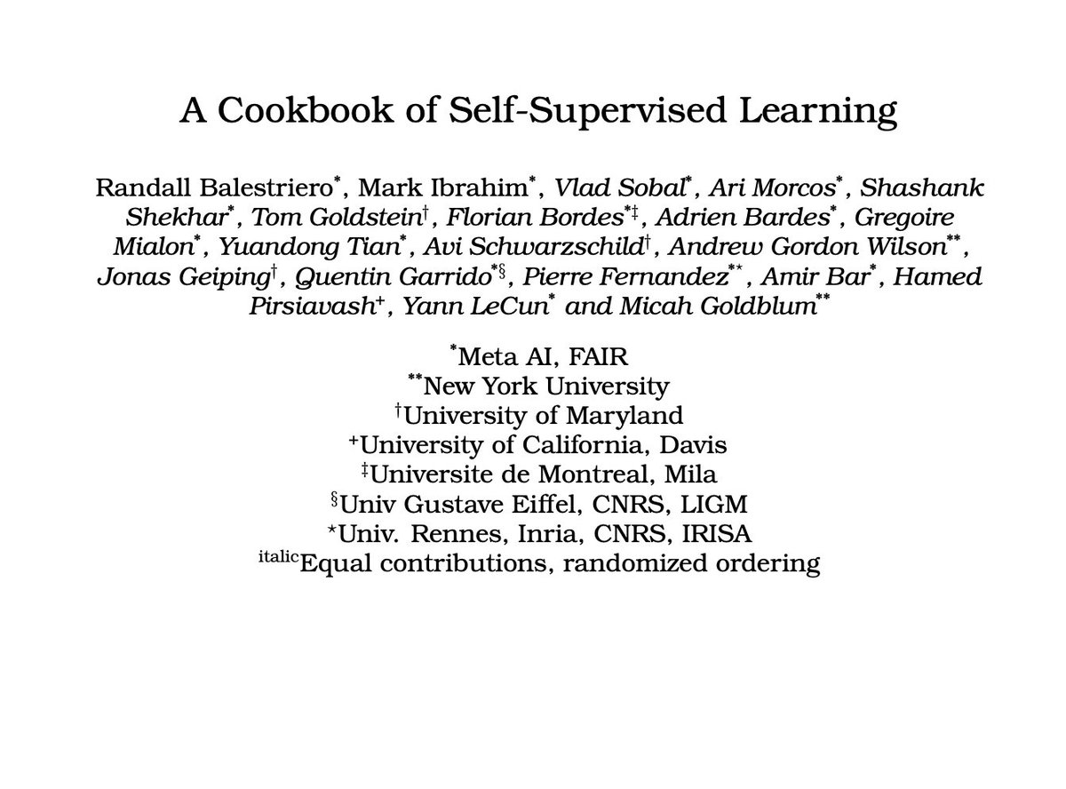 A Cookbook of Self-Supervised Learning

Self-supervised learning, dubbed the dark matter of intelligence, is a promising path to advance machine learning. Yet, much like cooking, training SSL methods is a delicate art with a high barrier to entry. While many components are