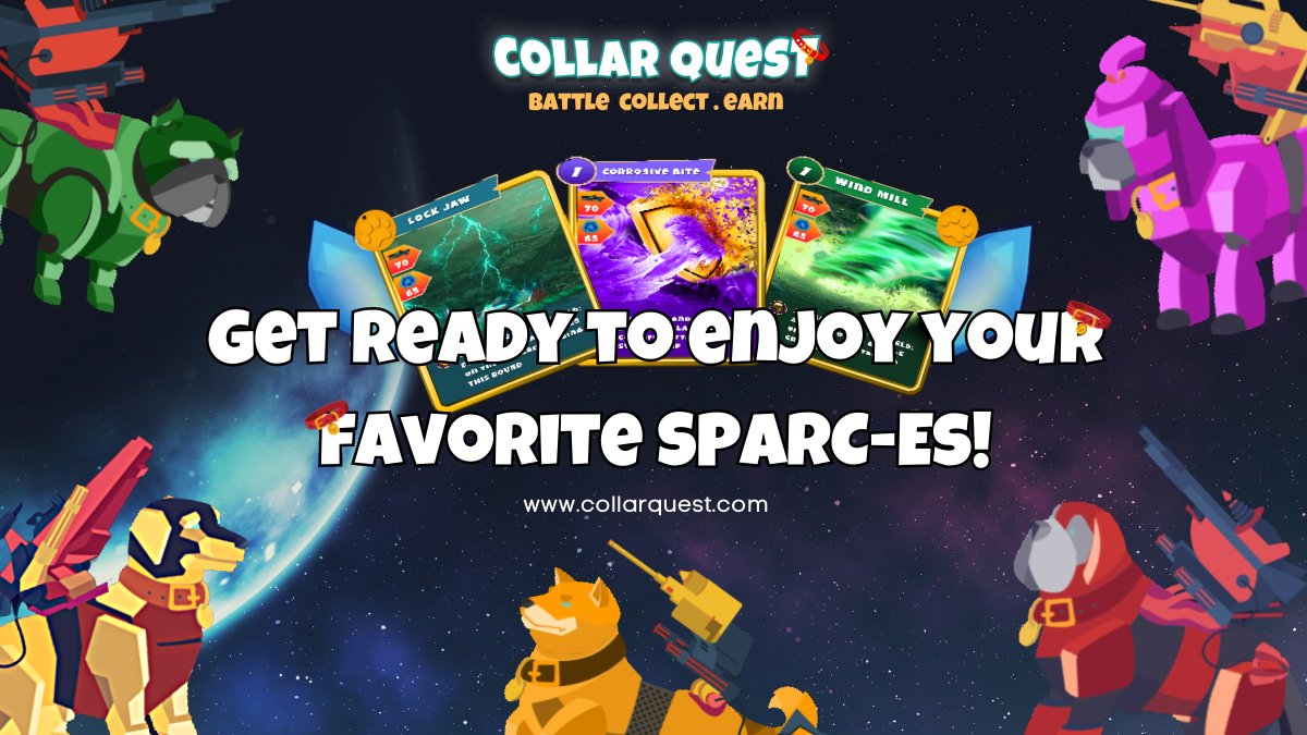 In the world of Metaverse Gaming, theres a Play-To-Earn Game called Collarquest.  Let's enjoy playing this game with these amazing Woofers.  YOUR SPARC-Es, YOUR EFFORT and YOUR PROFIT.  Once the game begins, let see whose team is gonna be win!!See you in Adventure and Arena!