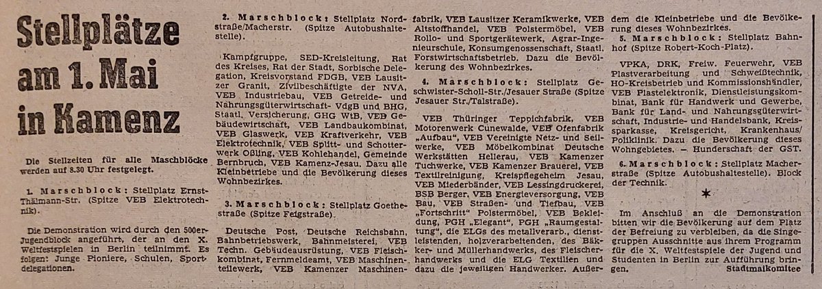 Sächsische Zeitung, Kamenz, 24. und 25. April 1973: Untrügliche Zeichen der bevorstehenden Maifeier werfen ihre Schatten voraus...