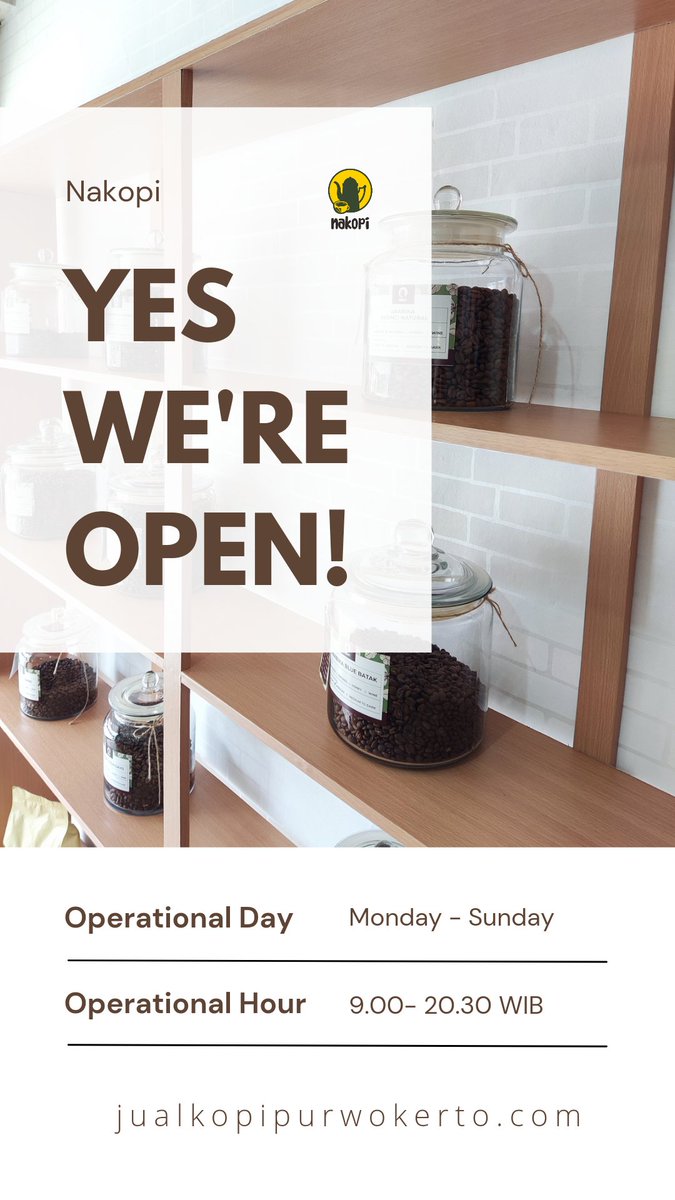 Nakopi - Jual Biji Kopi Purwokerto, sudah buka yaa 😊🙏

di Jl. Kalibener No.9 (seberang Sate Martawi), Purwokerto
. 
WhatsApp : 083 863 150 405
. 
Google Maps : Toko Biji Kopi Purwokerto Nakopi
.
Website : jualkopipurwokerto.com 

#nakopi #tokokopiPurwokerto #jualkopiPurwokerto