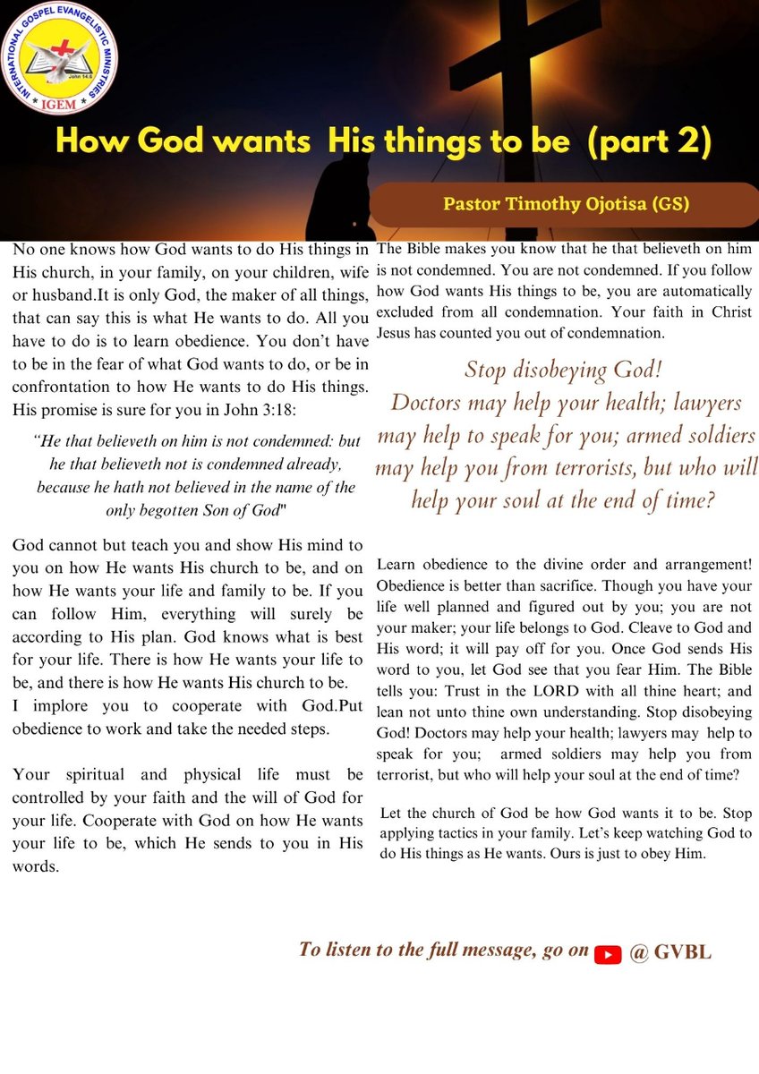 igemcity's tweet image. How God wants His things to be (Part 2). #igem #wordsoflife #thingsofgod #obey #blessings #puregospel