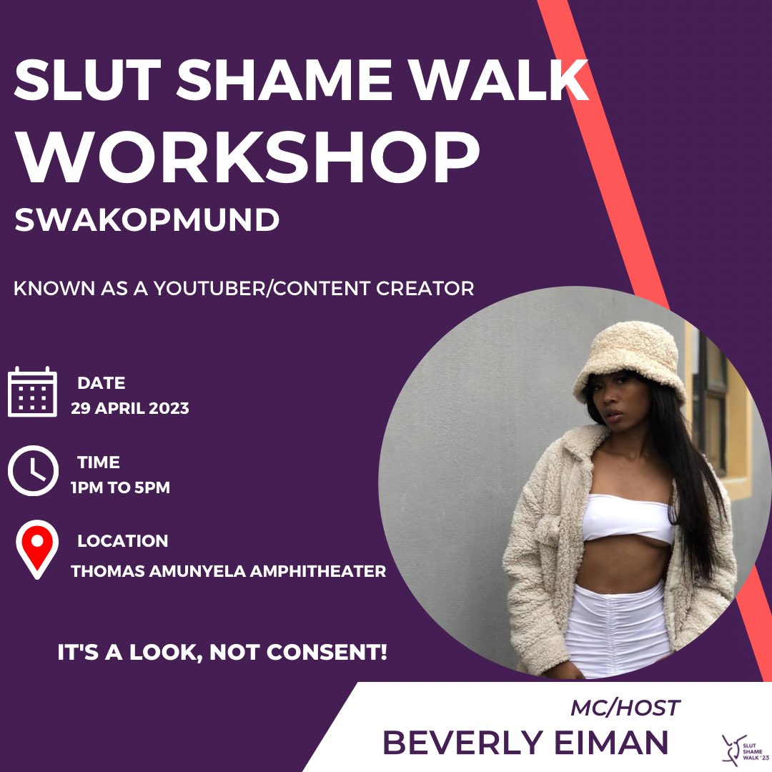 slutshamewalk's tweet photo. Swakopmund slut shame walk 23
29th April 2023!
The way we dress does not mean yes!
Let’s demand our rights down the streets of Swakopmund and have an informative workshop thereafter!
Please share and see you there!
#feminism #endrapeculture #slutshamewalk #mybodymychoice https://t.co/wQfpngBbVQ