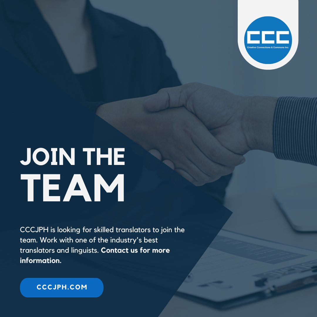 CCCjph's tweet photo. JOIN OUR TEAM! ✨

CCCJPH is looking for KHMER TRANSLATORS to join our professional team! If you got what it takes, don't hesitate to send your CV here: https://t.co/h8xardYp9t

#ManPooling #EnglishTranslator #KhmerTranslator #Cambodia #Translator #JobAd #Hiring https://t.co/UuLovdETDH