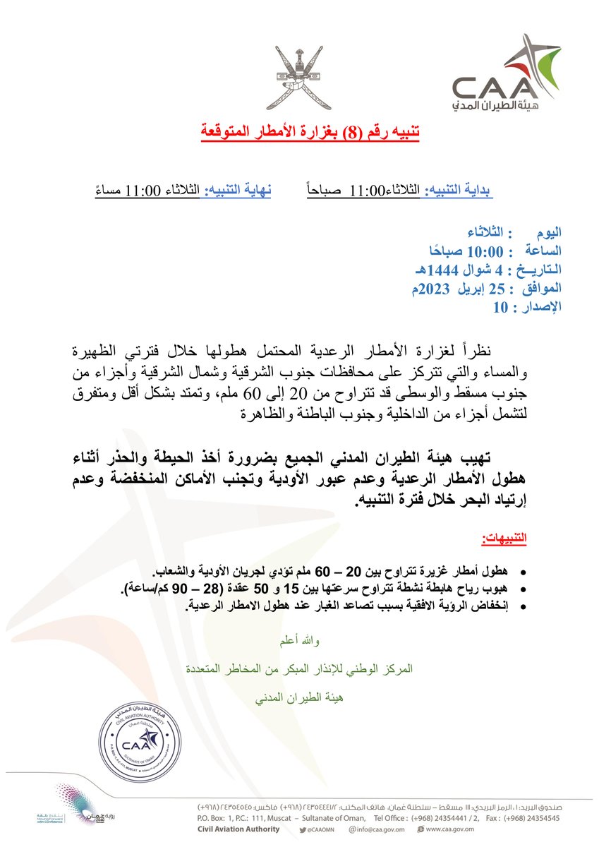 OmanMeteorology's tweet photo. تنبيه رقم (8 ) بغزارة الأمطار المتوقعة https://t.co/3gzEBzQwwS