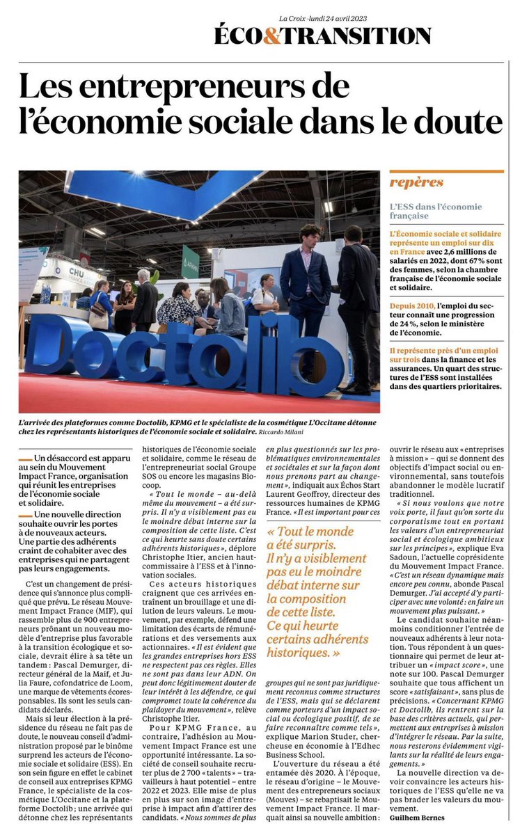 ItierCh's tweet photo. Le projet proposé pour le @Mouv_ImpactFr s’affranchit de l’exigence de l’entrepreneuriat social et prend le risque d’un procès en #impactwashing  de grandes entreprises qui cherchent simplement à améliorer leur empreinte sociale et environnementale.
#Socent #ESS #Impact https://t.co/fOOnJklvik