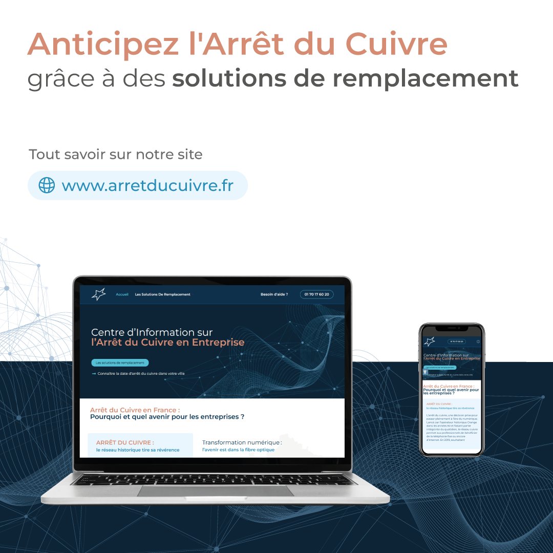 SocieteCELESTE's tweet photo. Découvrez tout ce que vous devez savoir sur l'arrêt du cuivre et les alternatives disponibles pour une transition en douceur vers la fibre optique. Nous vous proposons un site internet d’information dédié. https://t.co/iId5GHkoKh https://t.co/x7Pk6AARPU