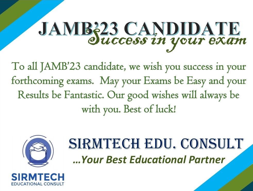 SIRMTECH01's tweet photo. Wish y'all success❤️ #jamb #utme #Exam #JambSuccess https://t.co/vYIxRwsQvz