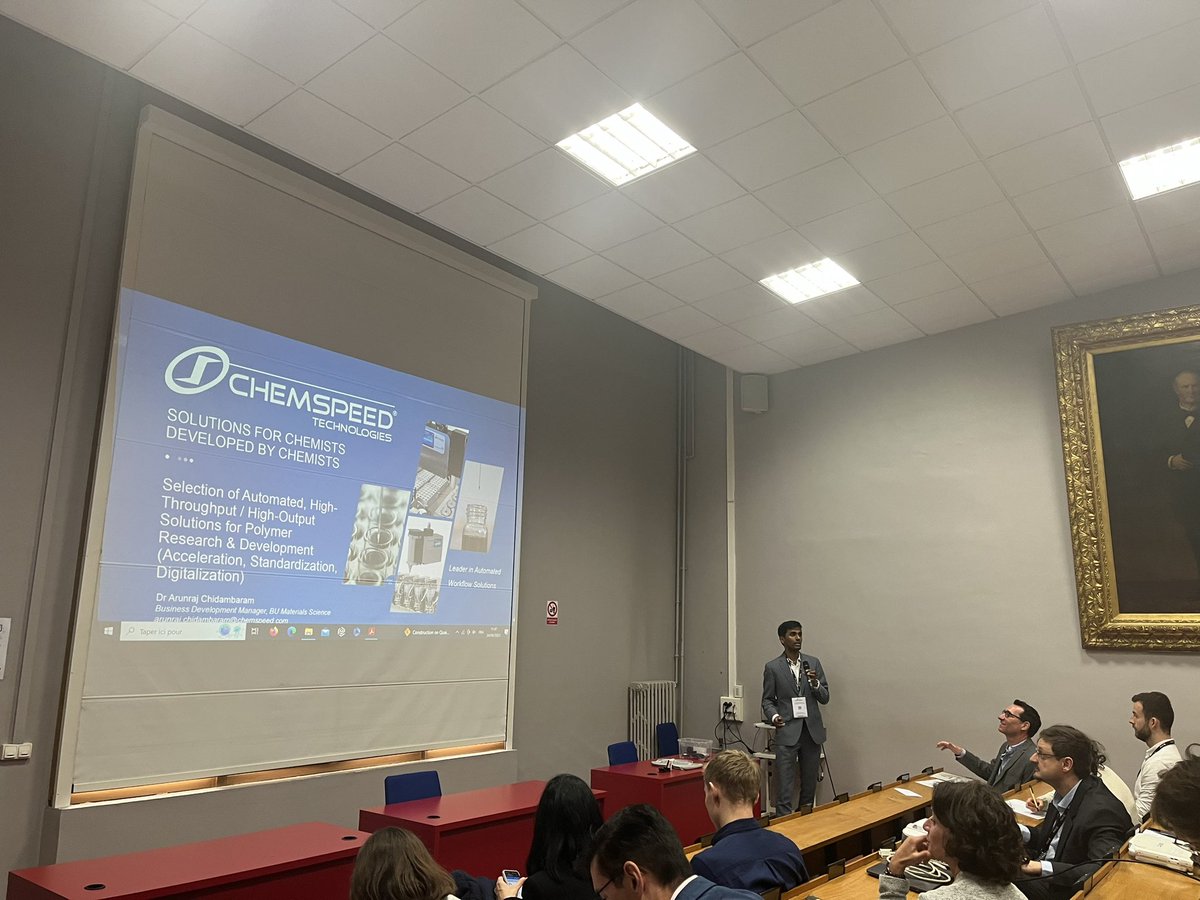 arunraj51's tweet photo. I am currently at #APME @APME2023 polymer conference in Paris. I had the opportunity to give a talk about automated, high-throughput solutions for Polymer R&D of @Chemspeed with select use case publications to a wonderful audience from academia and industry. #automatedchemistry https://t.co/QhzxRafIYR
