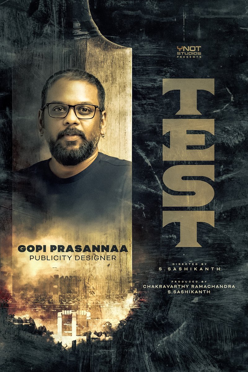 StudiosYNot's tweet photo. Happy to welcome the magician @gopiprasannaa on board #theTEST🏏 ✨
#PublicityDesigner
@sash041075 @chakdyn
#Madhavan #Siddharth #Nayanthara https://t.co/ILExN1AcwD