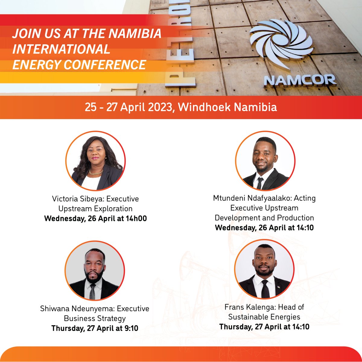 NamcorNamibia's tweet photo. NAMCOR is well represented at this years Namibian International Energy Conference, speaking on various topics with industry leaders in the Oil and Gas sector.
#NAMCOR #ProudlyNamibian #NIEC https://t.co/yVBLfZXc0b