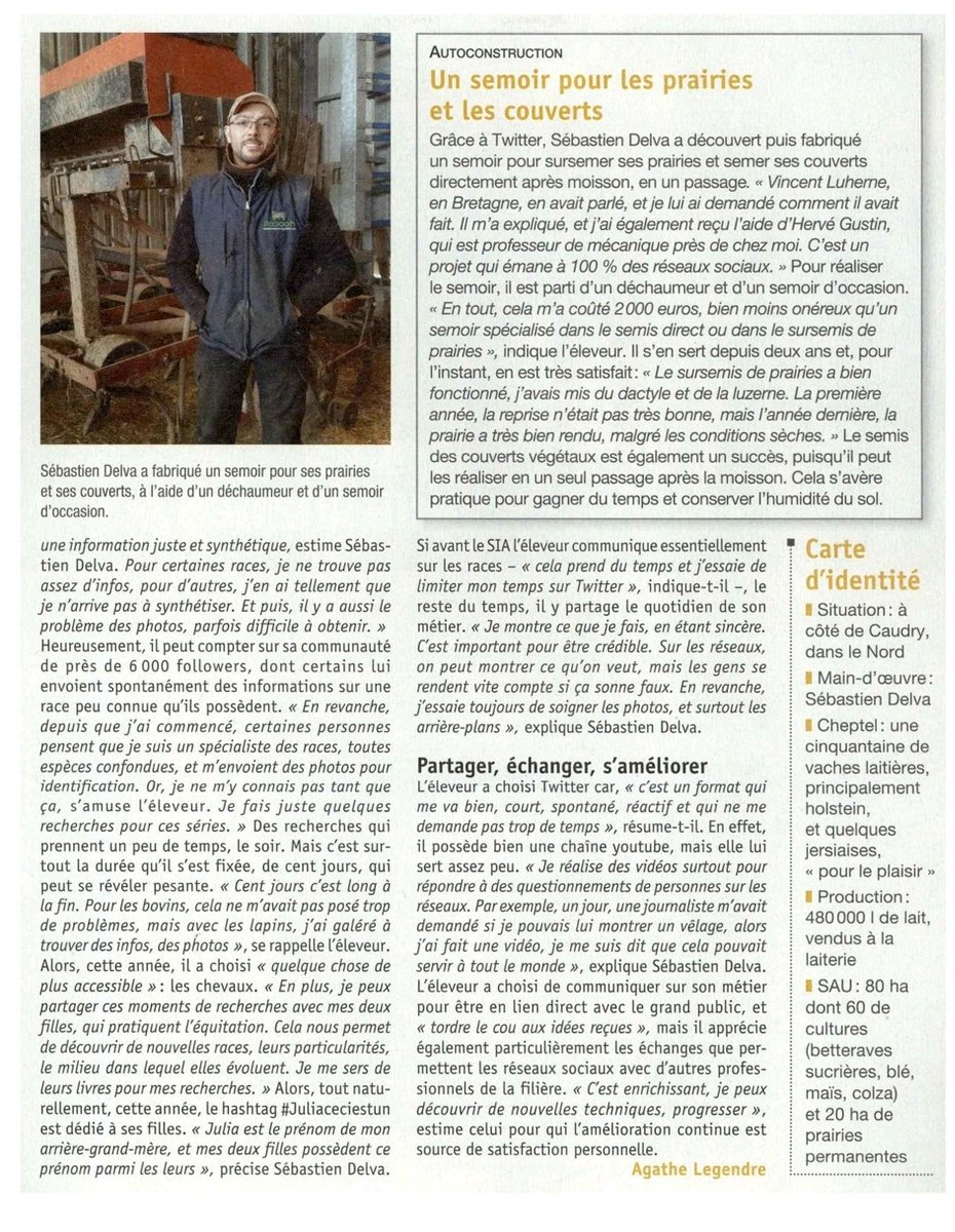 farmers3b's tweet photo. Merci beaucoup @Agathe_Leg pour cet article dans @CultivarElevage.  Une petite erreur a débouché sur une belle aventure, des découvertes et surtout beaucoup de partage. C'est ça le bon côté des réseaux sociaux 👍
#FrAgTw #FrenchFarm #EchangerPourAvancer https://t.co/pzjMIbO2VI