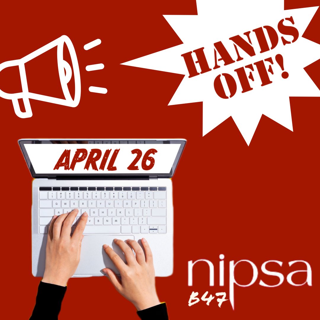 NIPSA_B47's tweet photo. Don’t break the virtual picket line❗️ Support the action❗️Don’t logon from home ‼️ #NICSStrikeApril26 ⚡️ #WeWontBeLeftBehind 🚩 #OneBigUnion ❤️🤍 #SolidarityForever ✊ https://t.co/kPxXux7rL9