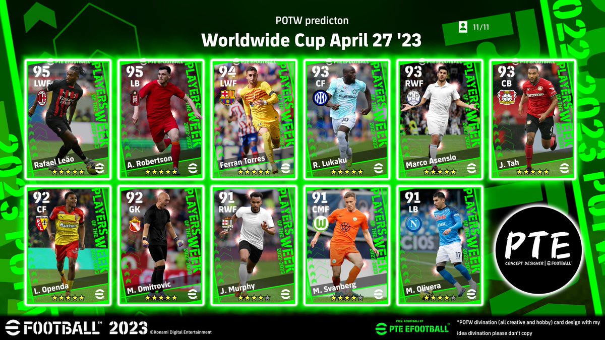 predict_RODE's tweet image. Predict POTW 🔥

April 27 &apos;23

#eFootball2023 #eFootball #POTW