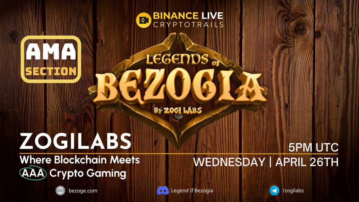 Join our AMA with <a href="/ZogiLabs/">Zogi Labs</a> on Binance 
26TH 5PM UTC 
binance.com/en/live/video?…