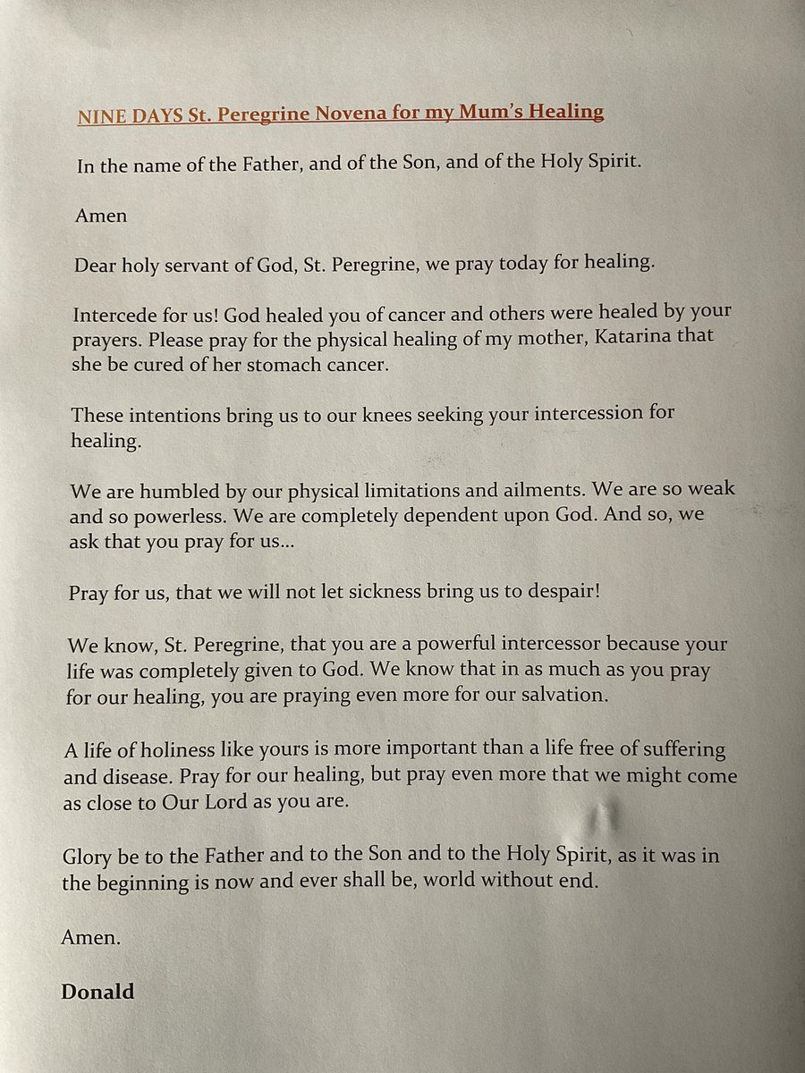 DonaldBKipkorir's tweet photo. NINE DAYS St. Peregrine NOVENA FOR MY MUM’S HEALING https://t.co/FdBQybb7I7