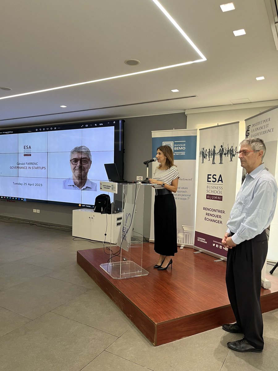 esa_alumni's tweet photo. #HappeningNow
Breakfast-conference organized by ESA Business School Alumni in partnership with @banquebemolb, Institute for finance and governance and @smart_esa presented by Gérald FARRENC on the theme “Governance in Startups” @ESABeirut
#ESAAlumni #Governance #Startups https://t.co/4BNPcwTozg