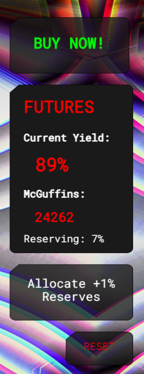 MONOSYNTHSgames's tweet photo. Coming soon to McGuffins in Time: the Futures Market! Reserve a % of your McGuffins to buy future McGuffins at yields up to 200%! But be warned, your reserves can lose value over time... 
#gamedevjs #gamedev #indiegames #idle https://t.co/sv29hJMvzz