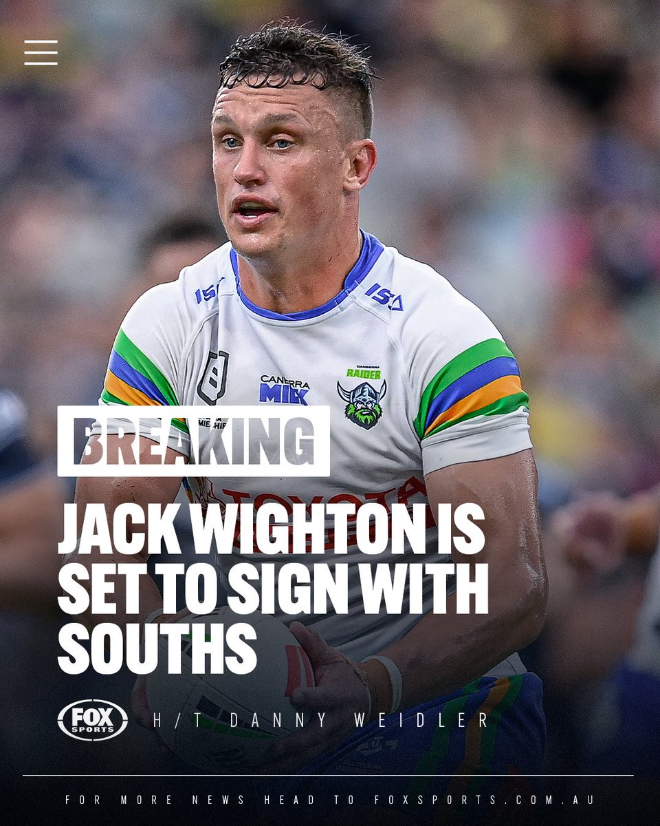 FOXNRL's tweet photo. BREAKING: Jack Wighton reportedly shuns Dolphins, Raiders to sign with Souths 🧐🔁💸🔒

MORE 👉 https://t.co/MU700lW19S https://t.co/lrltdd1KHV