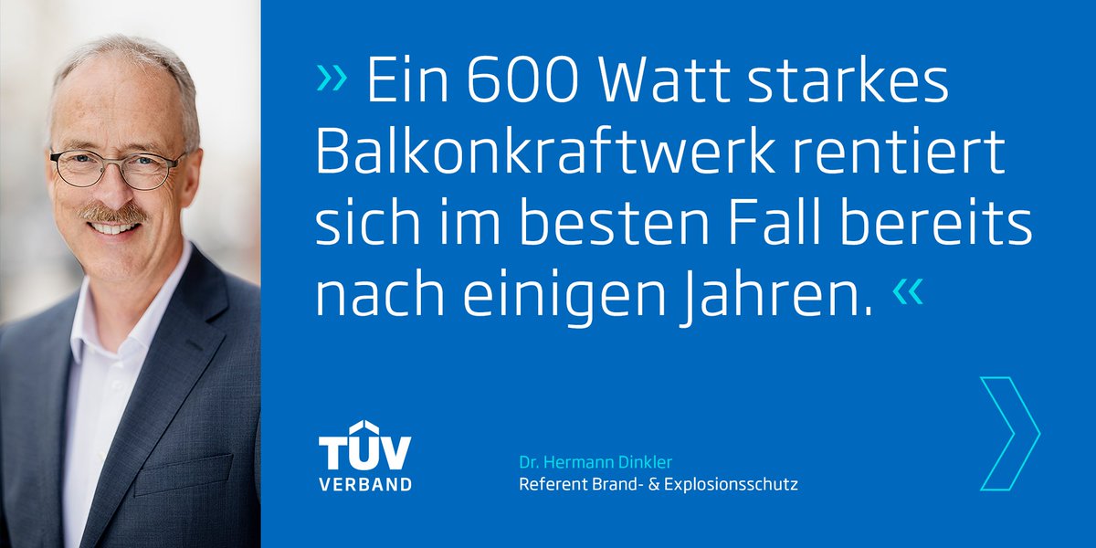 tuevverband's tweet photo. Nachhaltiger Strom vom Balkon ☀️
Stecker-Solargeräte für Garten, Terrasse oder Balkon produzieren Strom für den Eigenbedarf. Dafür braucht es mindestens ein Solarmodul, einen Wechselrichter und ein Anschlusskabel sowie geeignete Montageteile. Richtig angeschlossen fließt der produzierte Strom dann durch eine Außensteckdose direkt ins Stromnetz des Hauses.
Und es lohnt sich: Balkonkraftwerke entlasten die Haushaltskasse und können auf lange Sicht sogar Profit erzielen. Darüber hinaus leisten sie einen Beitrag zur Energiewende. Verbraucher:innen sollten bei der Anschaffung und Montage auf geltende Anforderungen und Sicherheitsstandards achten. Interessiert? Tipps zur sicheren Anbringung und Nutzung von Balkonkraftwerken gibt es auch auf unserer Website.