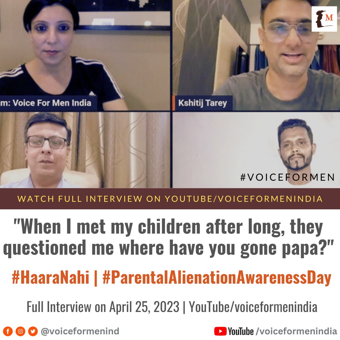 HaaraNahi's tweet photo. Watch this wonderful conversation on #ParentalAlienation
And #HaaraNahi
Campaign ft. @savechildrights
@kshitijtarey @ashrafnansari @super_daddy_31
Thank you @voiceformenind for such a wonderful podcast 
 https://t.co/0OmyWhszqy

#parentalalienationawareness https://t.co/tUMSvHpMEg