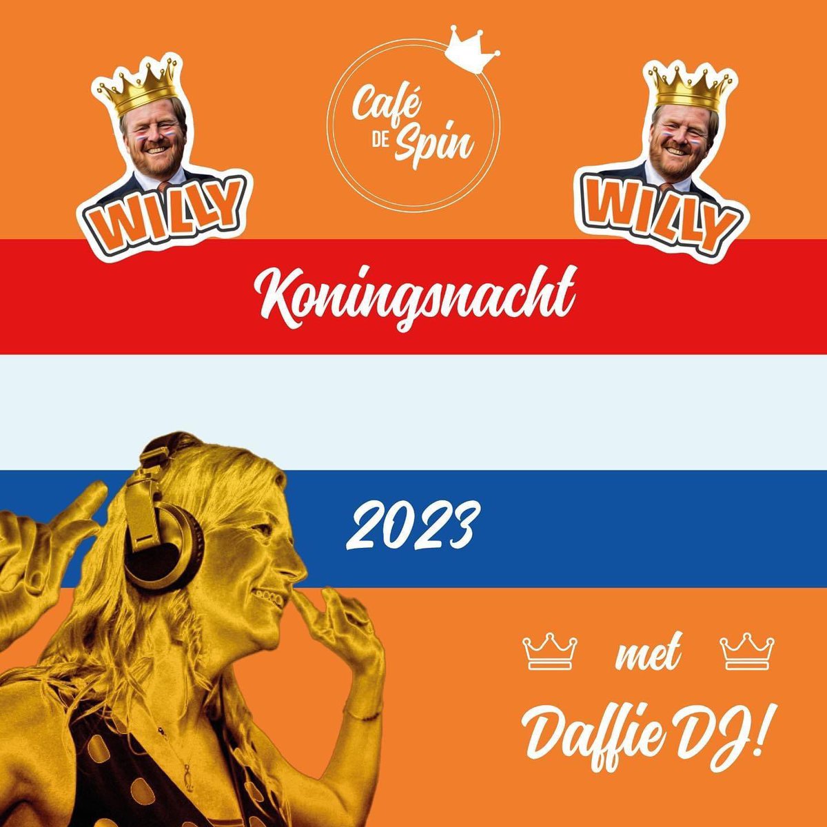 DaffieDJ's tweet photo. 🧡jaaaaa koningsnacht draai ik weer gezellige plaatjes in Café de Spin!🤴 #cafedespin #koningsdag #daffiedj #daffiedraaitoranje #dankjetessavoordeposter 🥳😻🧡 https://t.co/MTXj775gMS