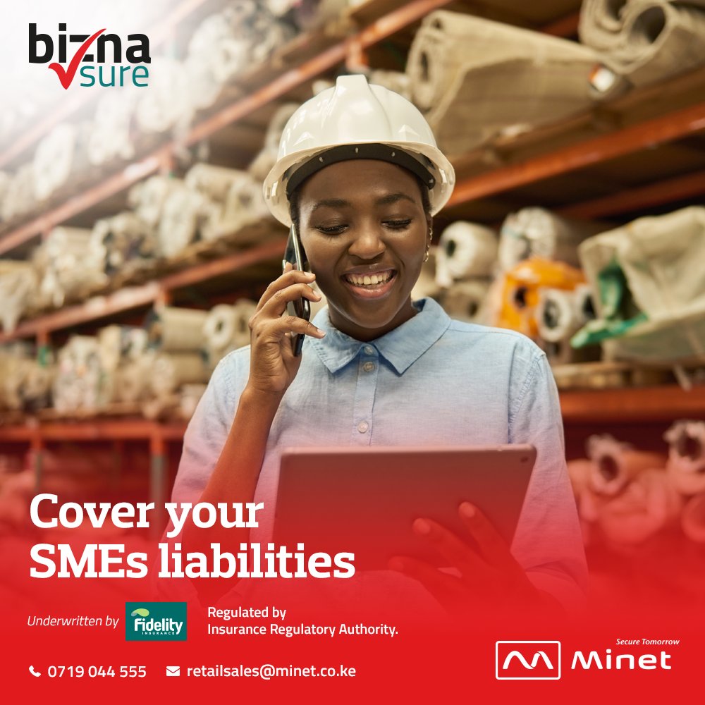 Minet_Kenya's tweet photo. Liability insurance ensures that your SME can continue to operate. BiznaSure from Minet offers you liability coverage for your business, cyber events, and for directors &amp; officers.

For more, call +254 719 040 000 or visit https://t.co/8ccGVtgVz2

#MinetKenya #BiznaSure #AllRisks https://t.co/MJ3TjvVbJe