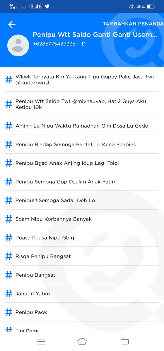 nomarksbt's tweet photo. ‼️SCAMMER ALLERT‼️

NI ORANG SCAM WTT DANA KE SPAY
akun twit @aajienggea_
no hp 085775429335

bajingan semoga rejeki lu ga berkah nderr aamiin. https://t.co/cinZo8Yxox
