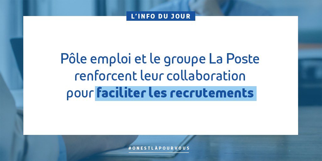 ✒️ En signant une convention cadre nationale, @pole_emploi et le <a href="/GroupeLaPoste/">La Poste Groupe</a> se mobilisent pour renforcer la synergie de leurs actions, en faveur de l'#emploi dans les #territoires ! 🤝

📰 Lire le communiqué de #presse ➡️ pole-emploi.org/accueil/commun… #AvecPôleEmploi #TousMobilisés