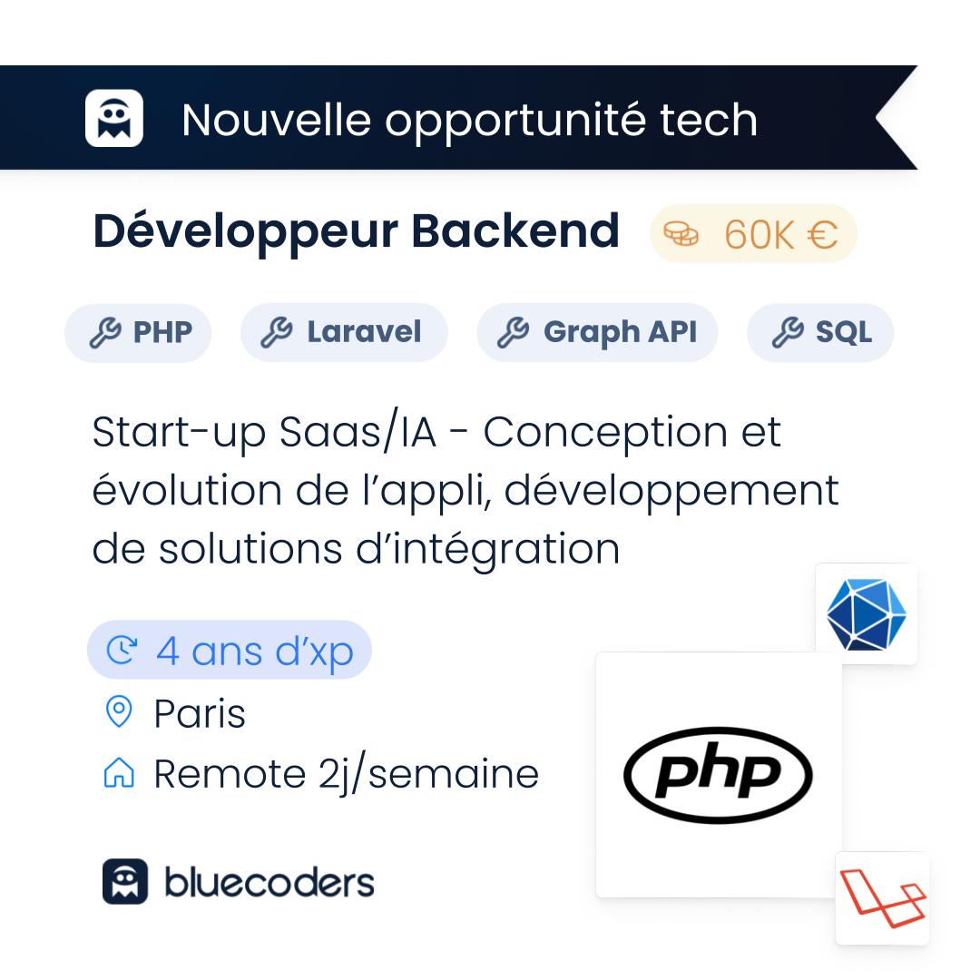 [NEW JOB TECH] 🔊 Avis à tous les Développeurs PHP ! Nouvelle opportunité de Développeur Backend Laravel à pourvoir en CDI chez un client final. Découvrez l'offre ici 👉 bit.ly/login-jobboard

#jobs #cdi #paris #remote #PHP #Laravel #developpeur #developpementweb